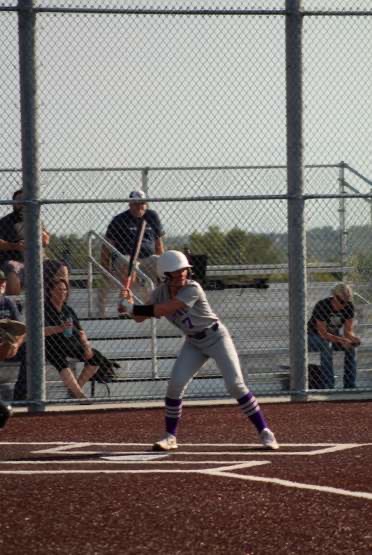 Ada Jantzen steps up to the plate, awaiting pitch